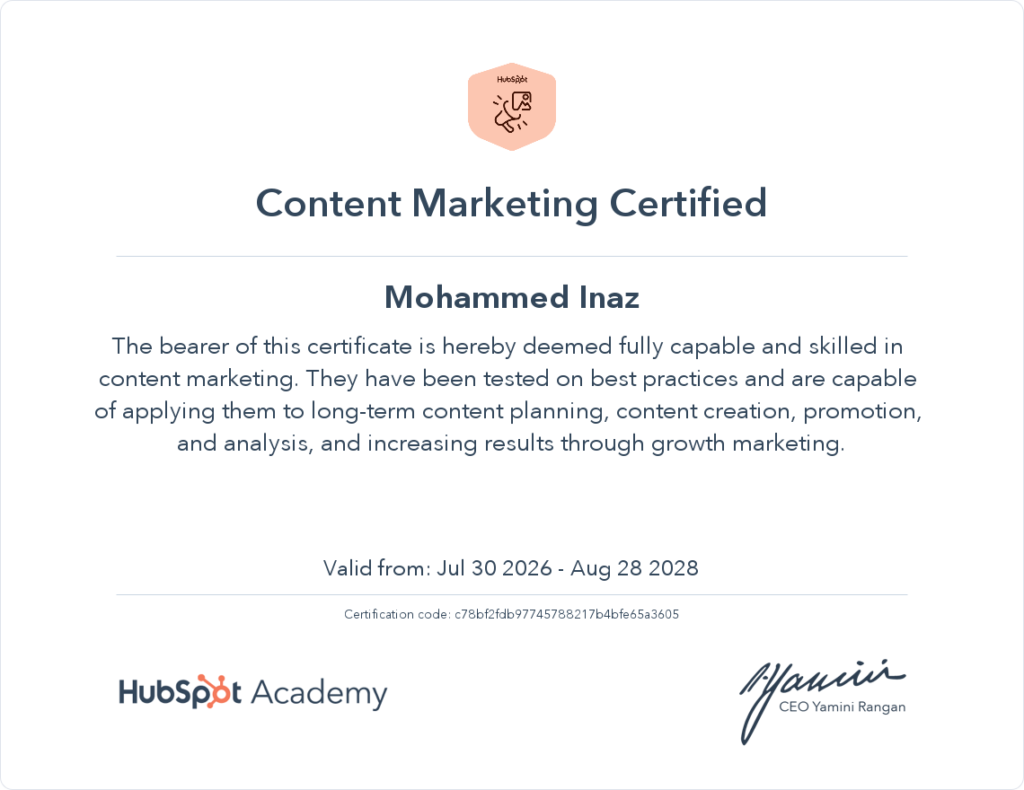 content marketing certificate